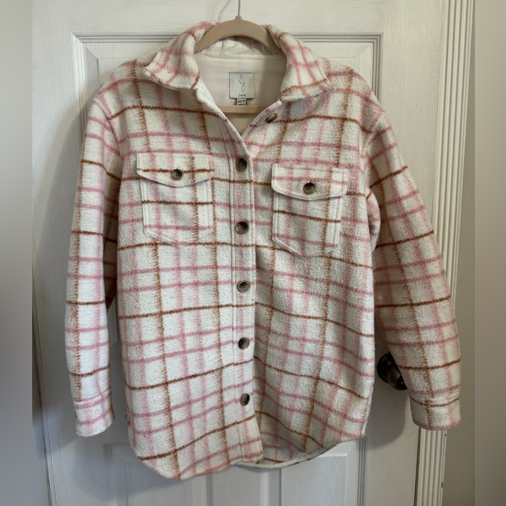 Plaid Light Jacket in Pink/White/Tan